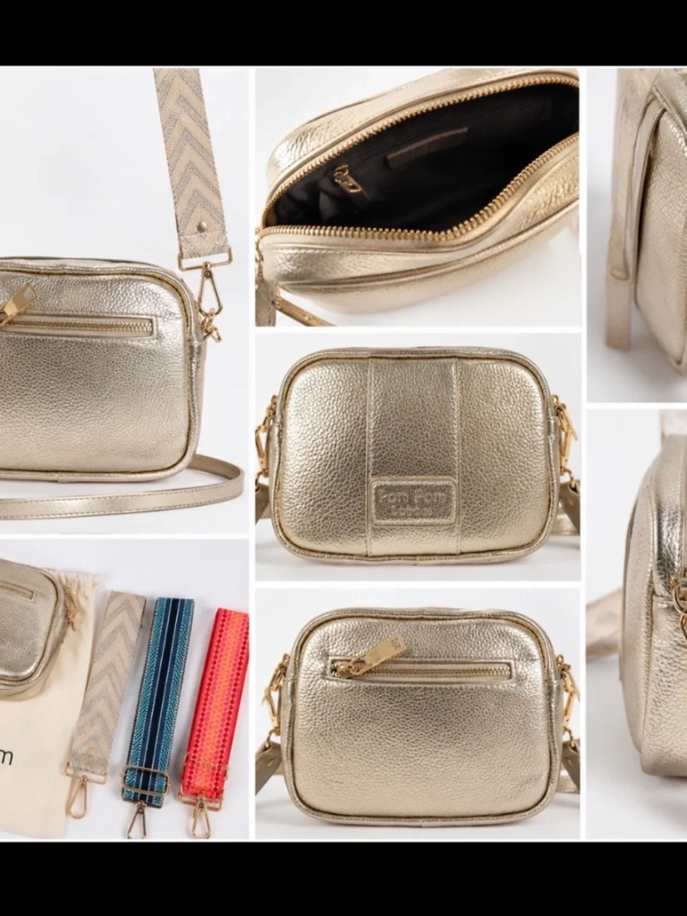 Pom Pom London Original Bag in Metallic Gold